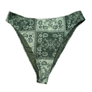Nasty Gal Collection Bikini Bottoms High Cut Bandana Print Green Size US 12 0043